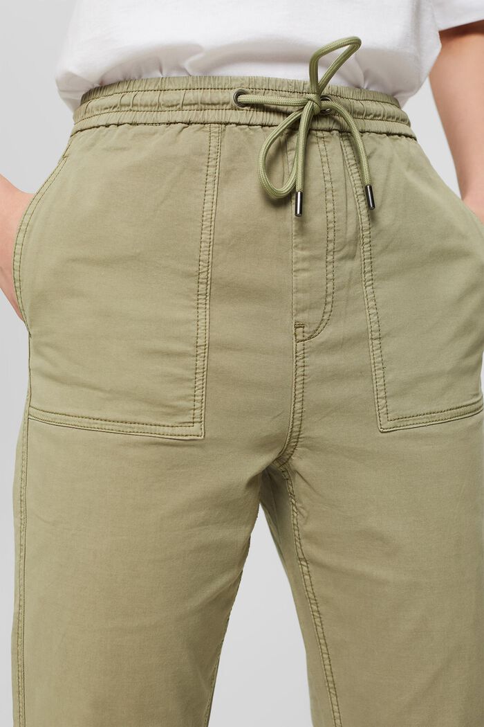 Pantaloni stretch con elastico in vita, cotone biologico, LIGHT KHAKI, detail image number 2