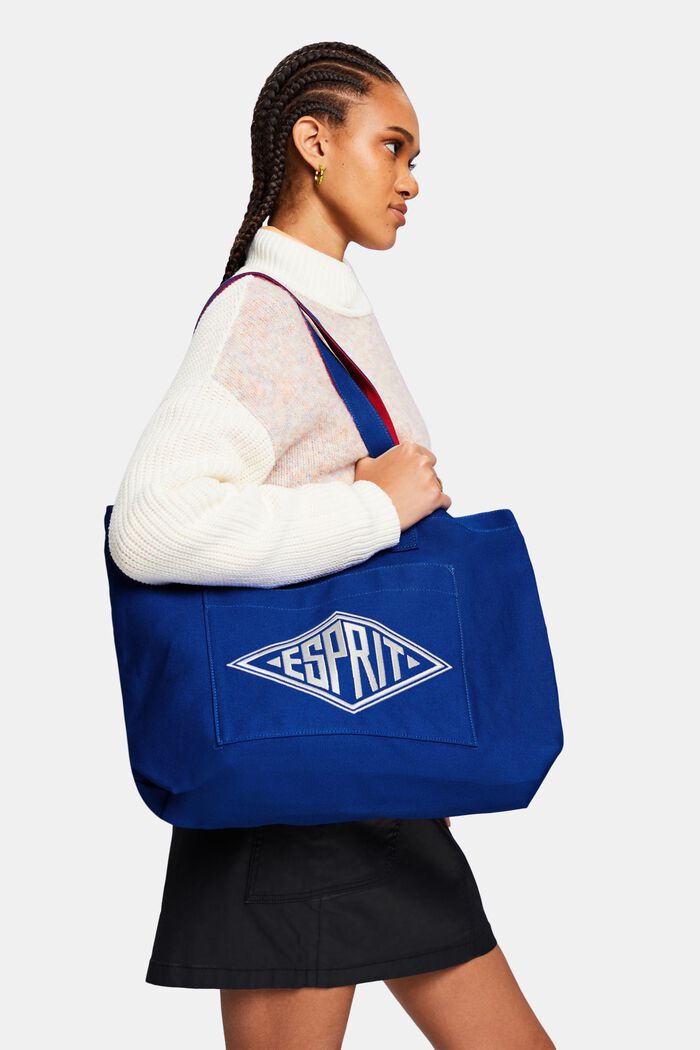 Tote Bag con logo in canvas, BRIGHT BLUE, detail image number 4