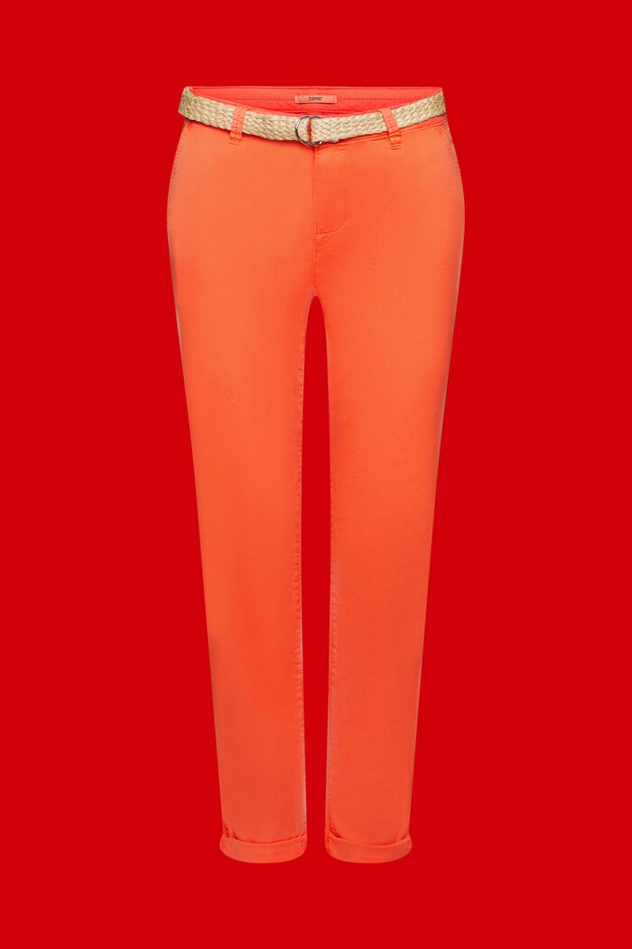 Pantaloni chino stretch leggeri con cintura, ORANGE RED, detail image number 7
