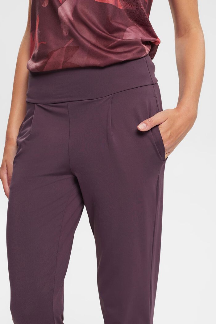 Joggers cropped in jersey con E-DRY, AUBERGINE, detail image number 0
