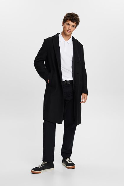 Cappotto con cappuccio rimovibile in misto lana