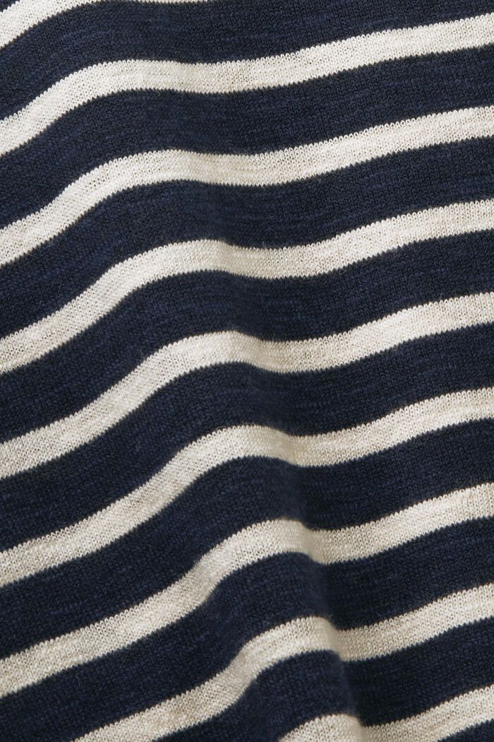 Pullover a righe in cotone e lino, NAVY, detail image number 4