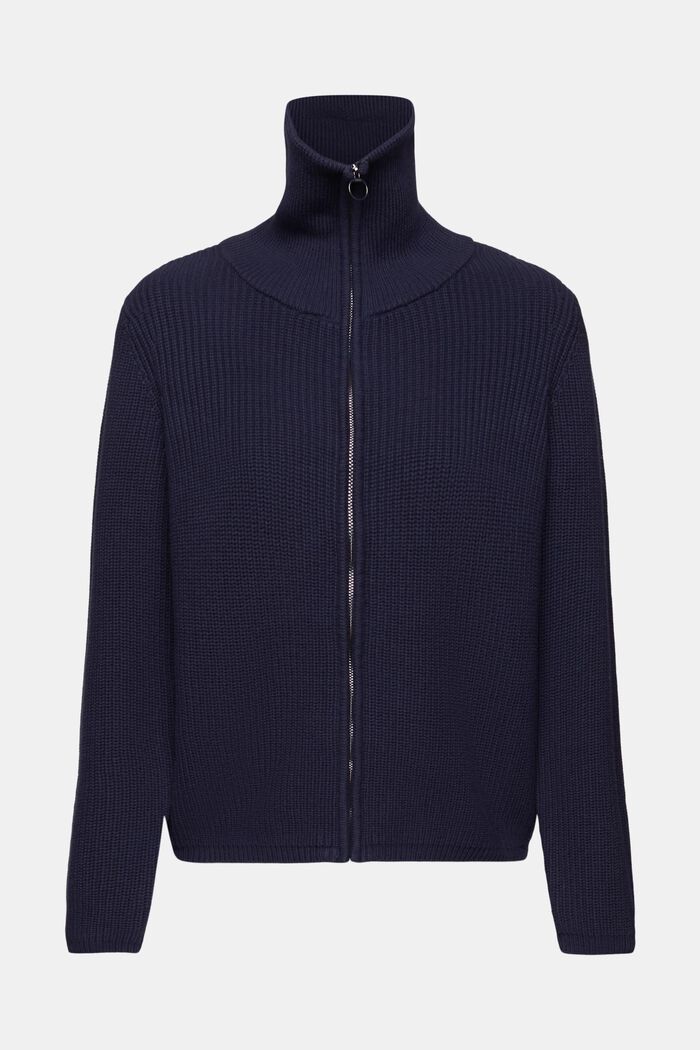 Cardigan stile bomber in cotone, NAVY, detail image number 6
