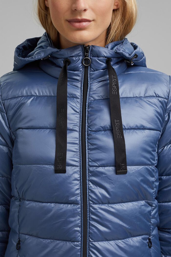 In materiale riciclato: giacca trapuntata con cappuccio rimovibile, GREY BLUE, detail image number 2
