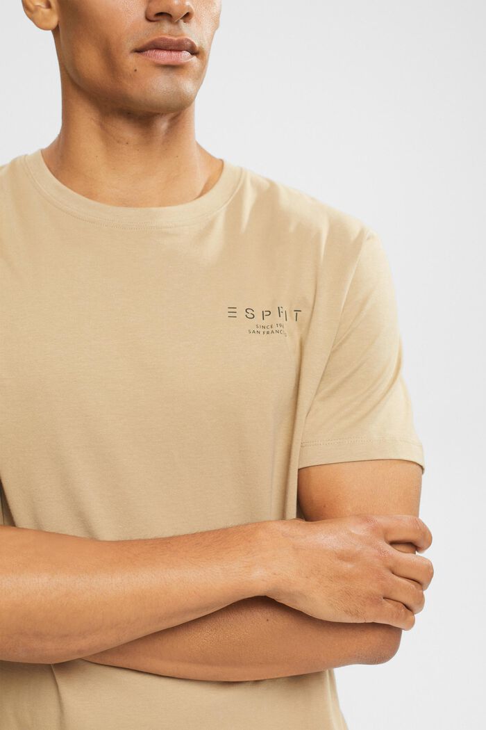T-shirt in jersey con stampa del logo, BEIGE, detail image number 0