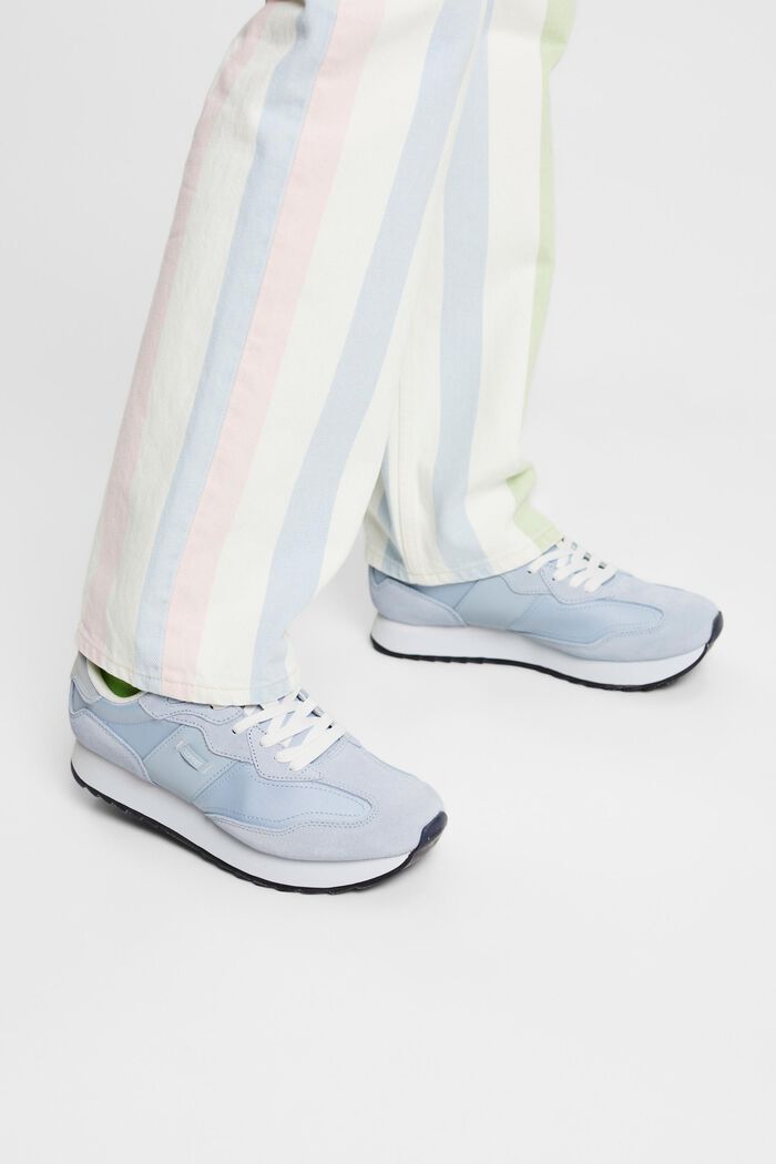Sneakers in pelle con plateau, PASTEL BLUE, detail image number 1