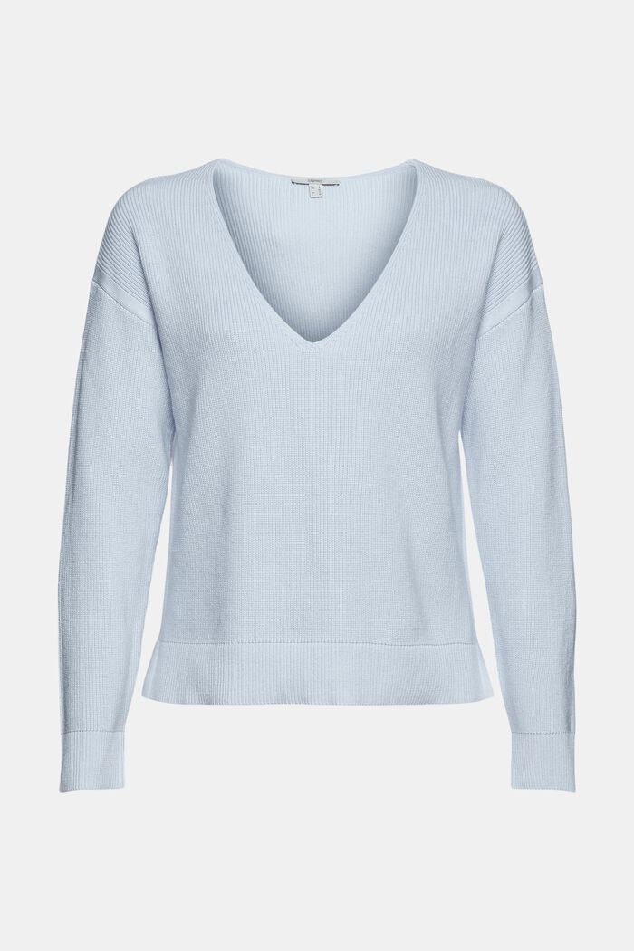 Pullover a maglia, 100% cotone, LIGHT BLUE, overview