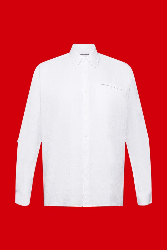 Camicia in cotone strutturato, WHITE, detail image number 7