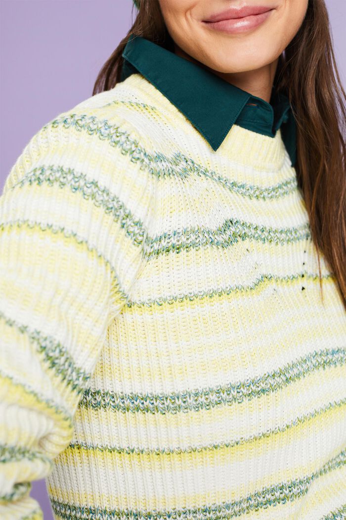 Pullover girocollo a righe, PASTEL YELLOW, detail image number 3