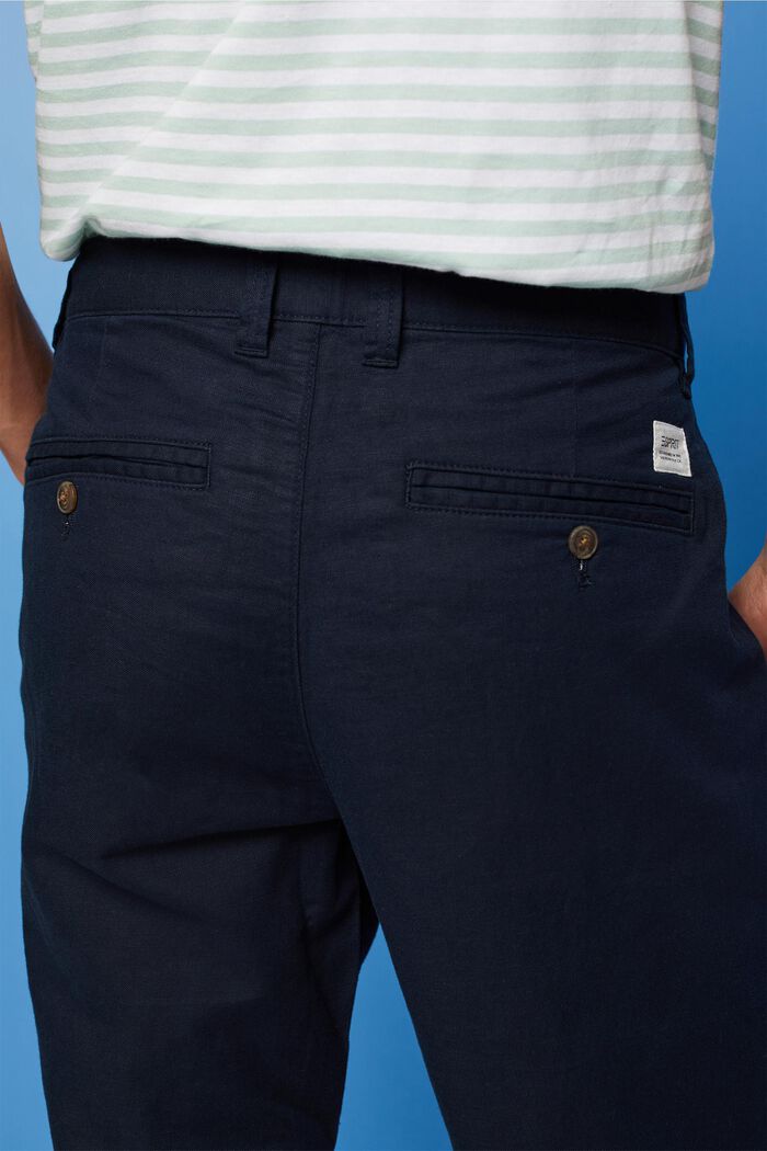 Pantaloni in misto cotone e lino, NAVY, detail image number 4