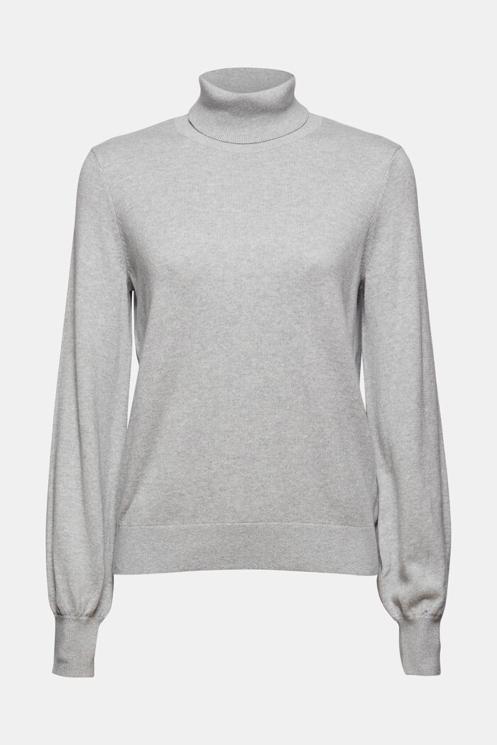 Con cashmere: pullover dolcevita, cotone biologico, LIGHT GREY, detail image number 0