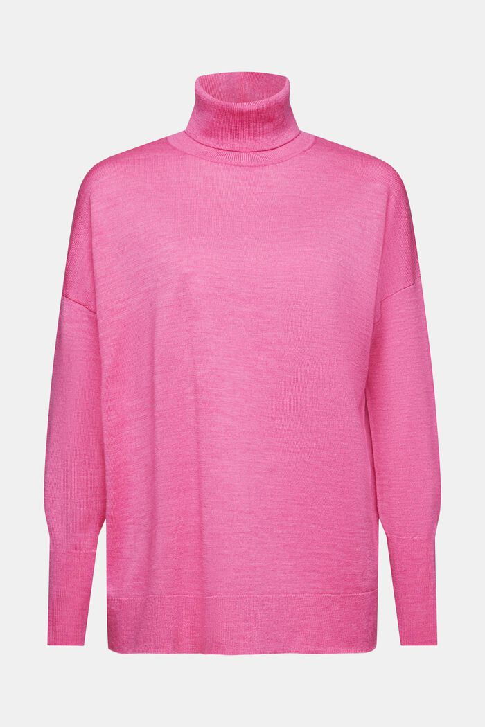 Pullover dolcevita oversize in lana, PINK FUCHSIA, detail image number 7