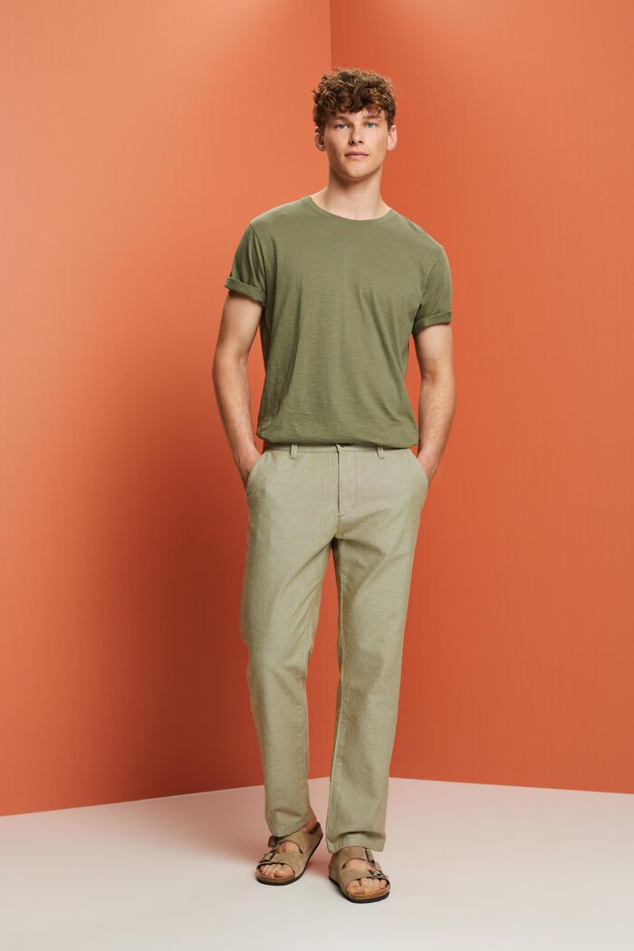 Pantaloni chino strutturati, 100% cotone, OLIVE, detail image number 5