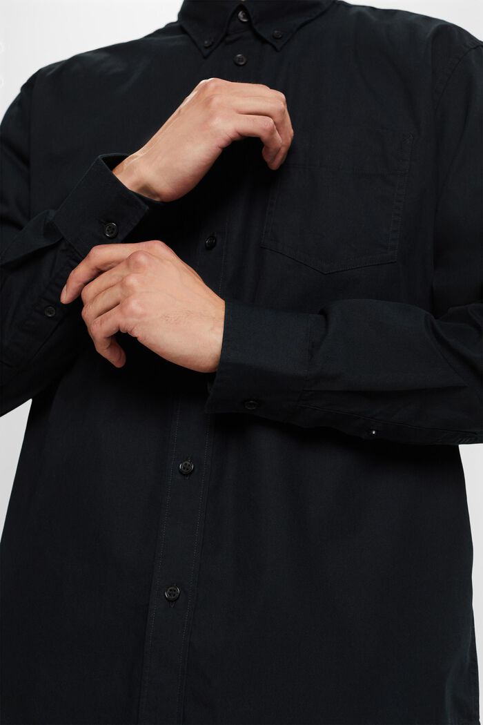 Camicia button-down in popeline, 100% cotone, BLACK, detail image number 2