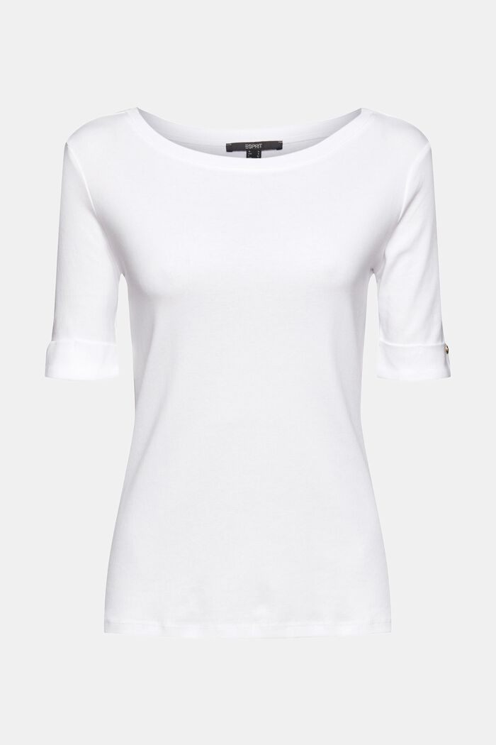 T-shirt in cotone biologico con orli risvoltati, WHITE, detail image number 2