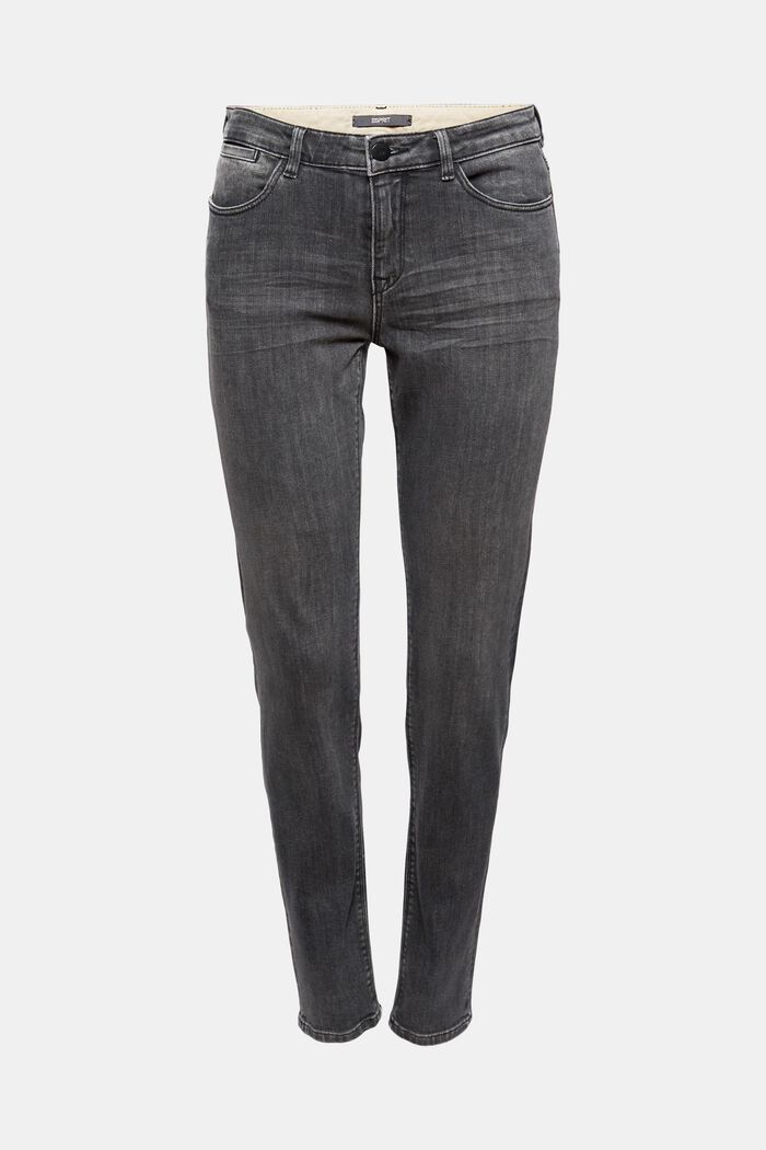 Jeans stretch in misto cotone biologico, GREY DARK WASHED, overview