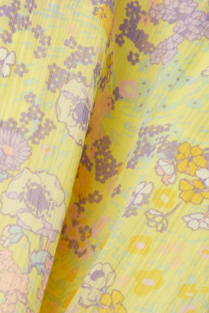 Blusa in chiffon floreale con ruches, LIGHT YELLOW, detail image number 6