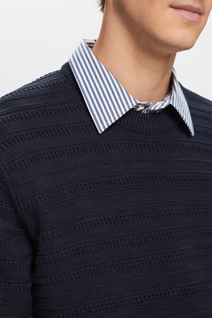 Pullover in cotone strutturato, NAVY, detail image number 1