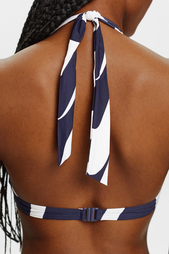 Top da bikini allacciato al collo con stampa, NAVY, detail image number 3