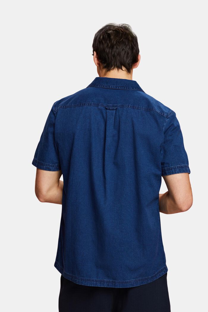 Camicia di jeans a maniche corte, 100% cotone, BLUE DARK WASHED, detail image number 3