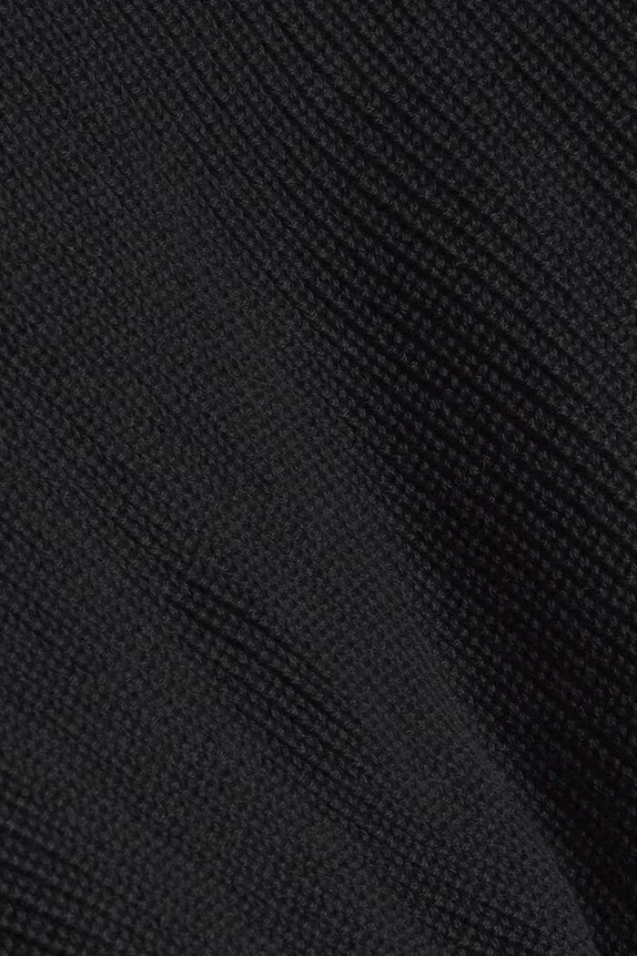 Cardigan con bordini larghi in maglia a coste, BLACK, detail image number 4
