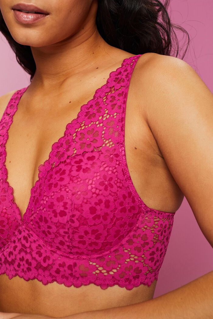 Bralette in pizzo floreale, PINK FUCHSIA, detail image number 1