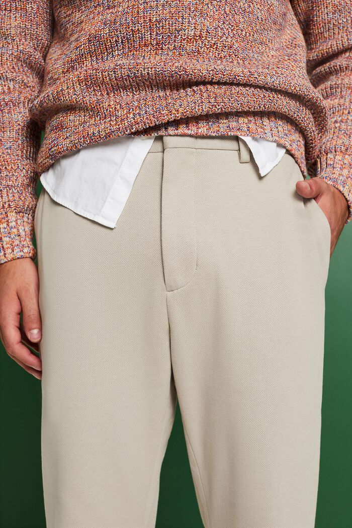 Pantaloni a maglia in jersey piqué, BEIGE, detail image number 3