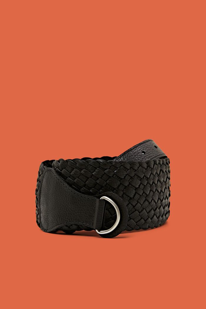 Cintura in pelle intrecciata, BLACK, detail image number 0