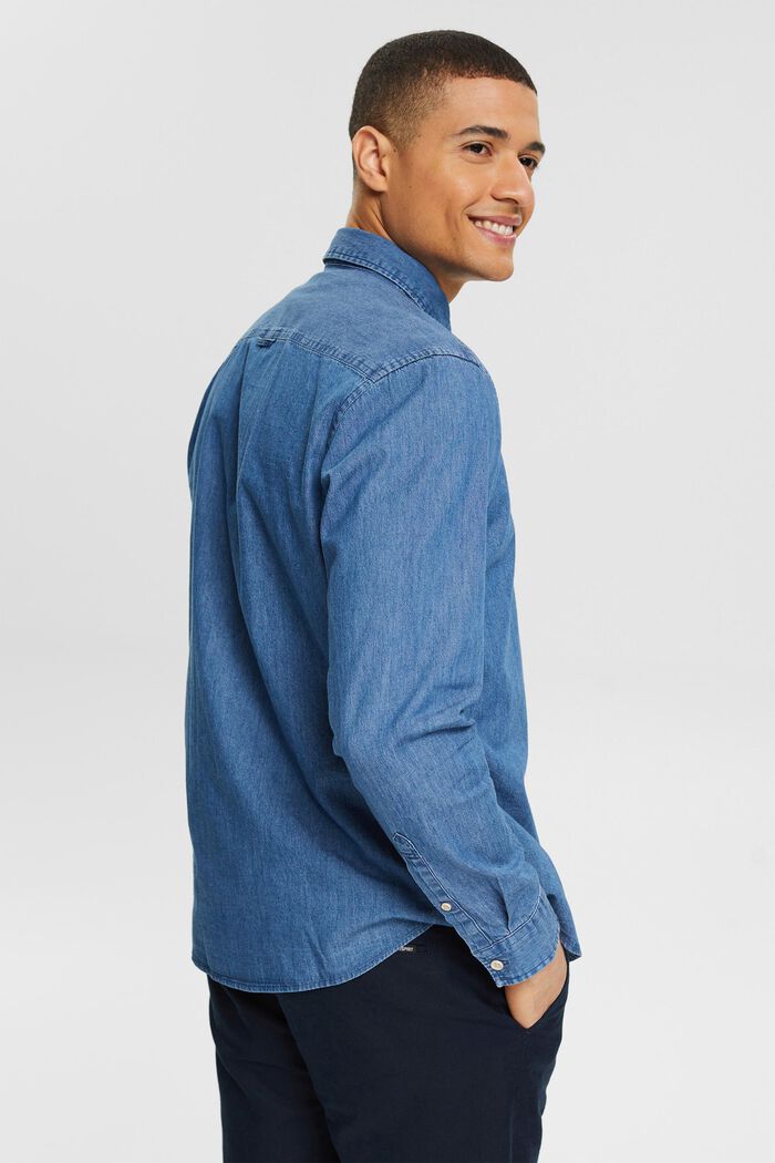Camicia di jeans con taschino sul petto, BLUE MEDIUM WASHED, detail image number 3