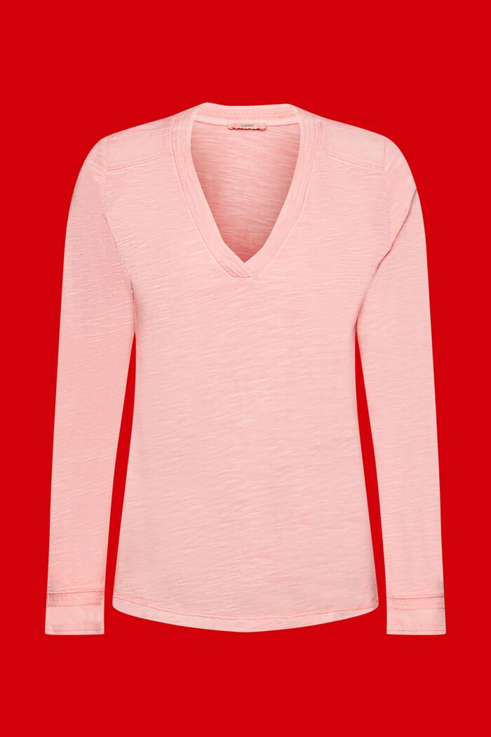 Top a manica lunga con scollo a V, PINK, detail image number 6