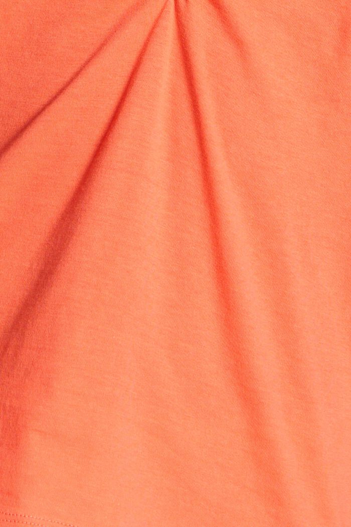 Maglia con arricciatura, 100% cotone, CORAL ORANGE, detail image number 4