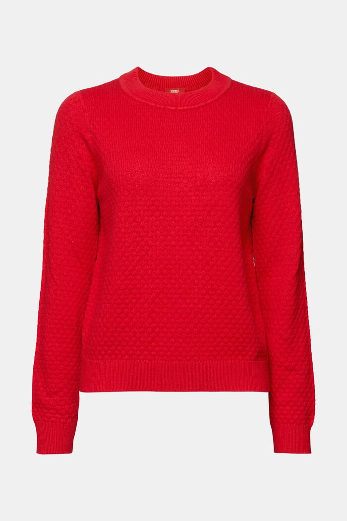 Pullover a maglia strutturata, misto cotone, DARK RED, detail image number 6