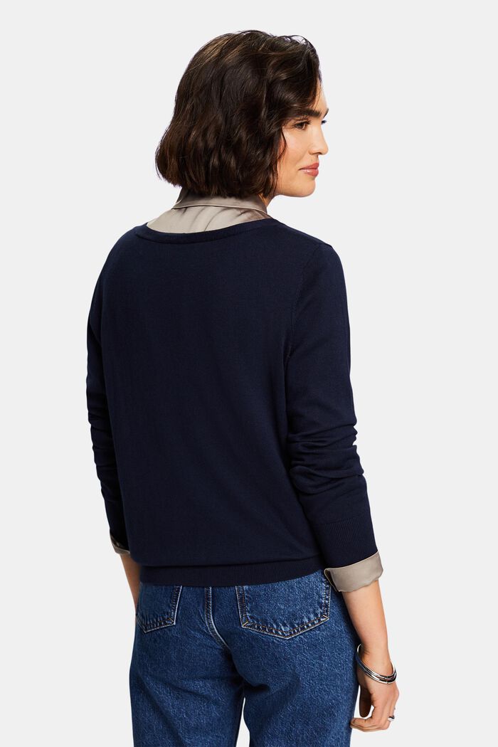 Pullover in cotone con scollo a V, NAVY, detail image number 2