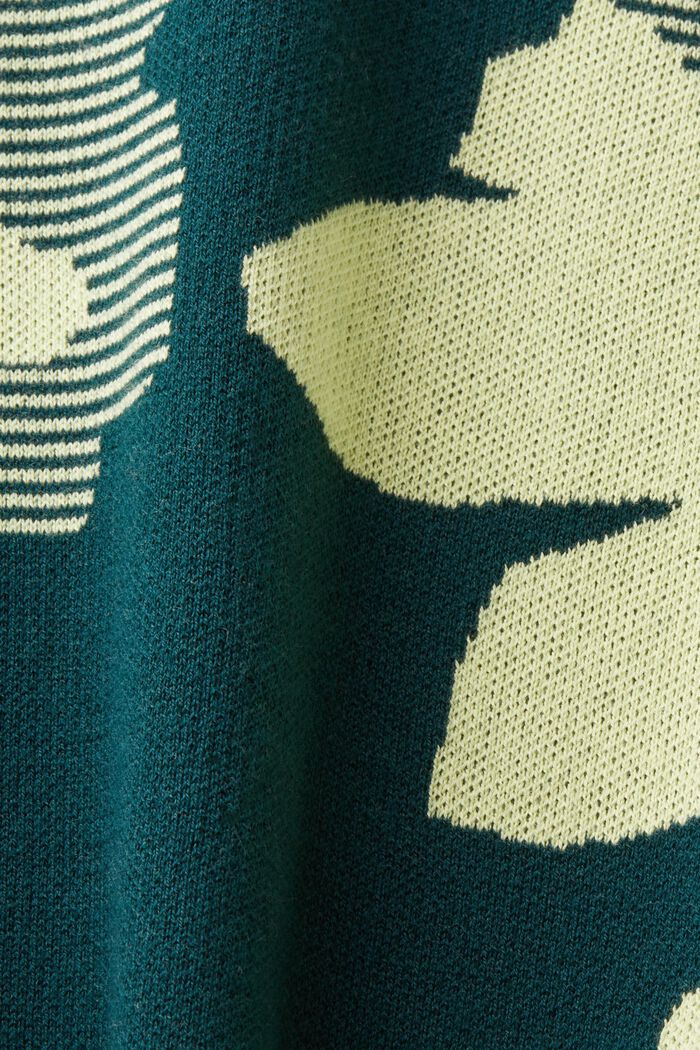 Pullover in cotone jacquard, DARK TEAL GREEN, detail image number 5