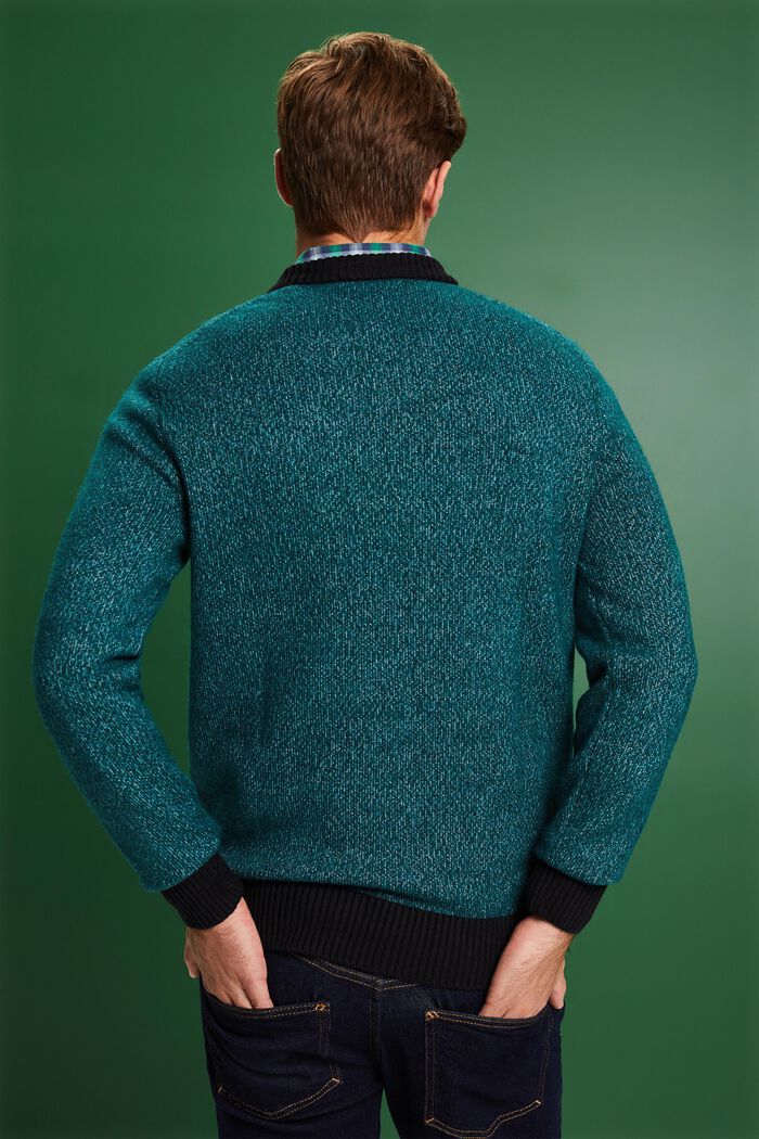 Pullover girocollo in misto lana, EMERALD GREEN, detail image number 2