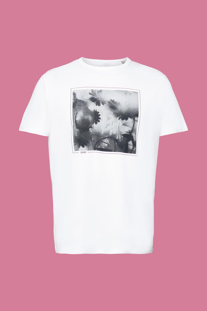 T-shirt in cotone sostenibile con stampa sul petto, WHITE, detail image number 6