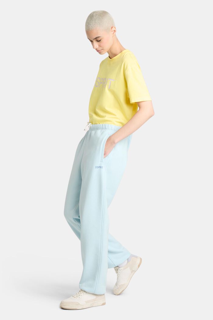 Pantaloni della tuta con logo in pile di cotone, unisex, PASTEL BLUE, detail image number 0