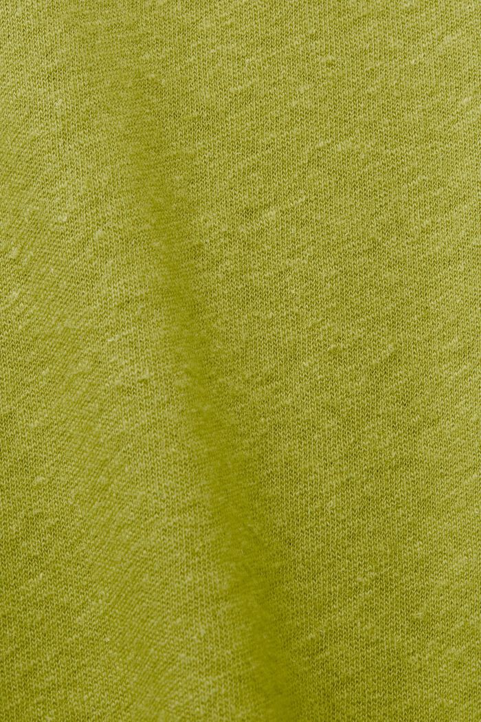 T-shirt con orli arrotolati, misto cotone e lino, PISTACHIO GREEN, detail image number 4