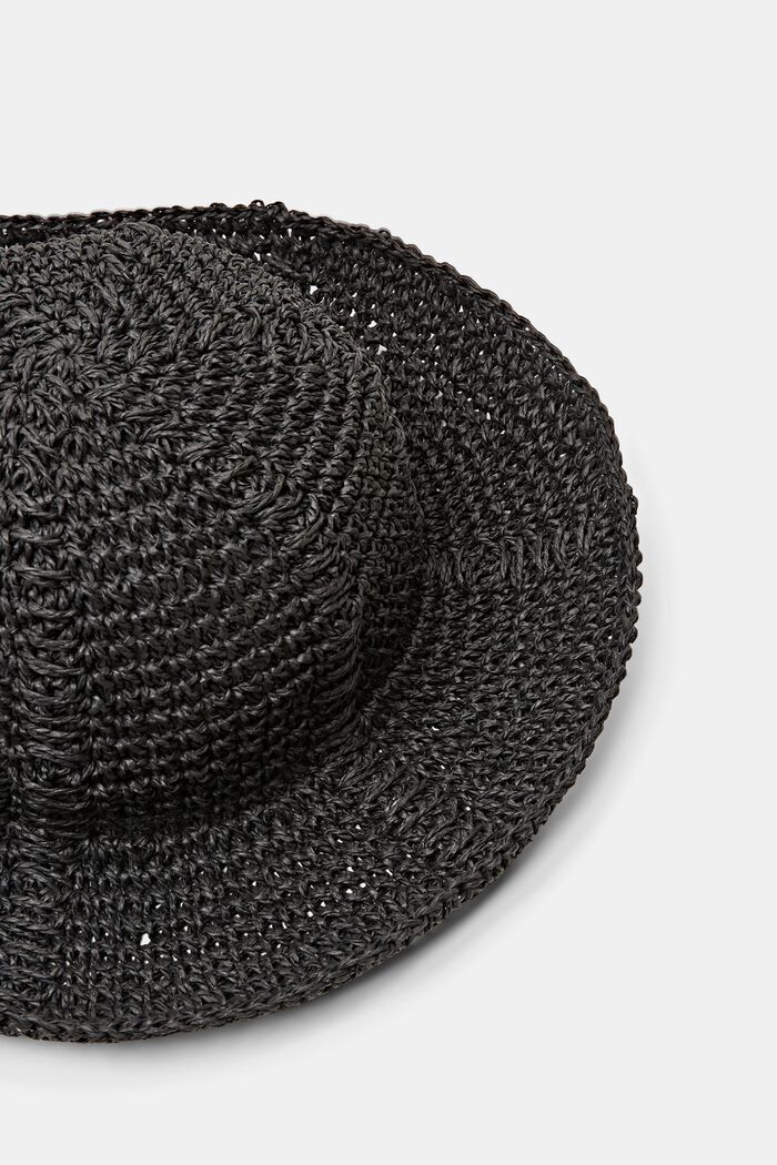 Cappello in paglia a uncinetto, BLACK, detail image number 1