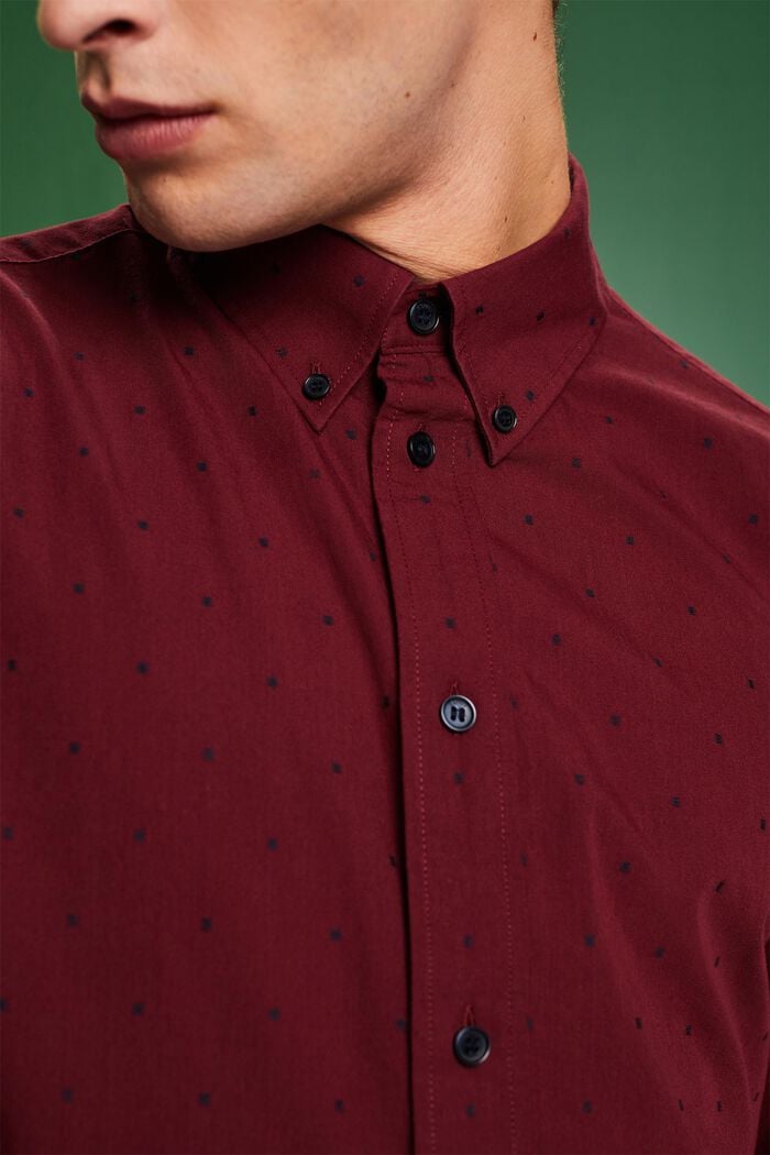 Camicia slim fit in cotone ricamato, GARNET RED, detail image number 3