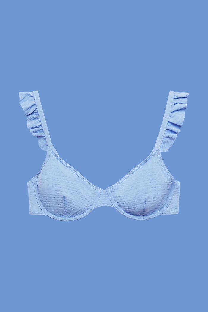 Riciclato: top da bikini con ferretto con arricciature, LIGHT BLUE LAVENDER, detail image number 4