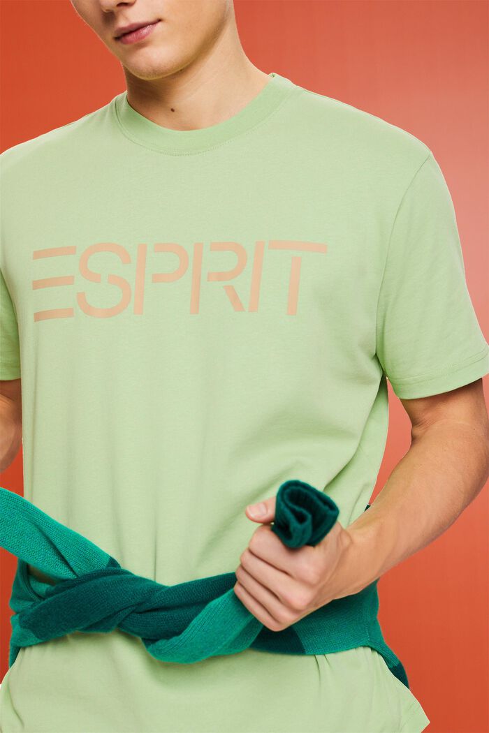 T-shirt unisex in jersey di cotone con logo, LIGHT GREEN, detail image number 3
