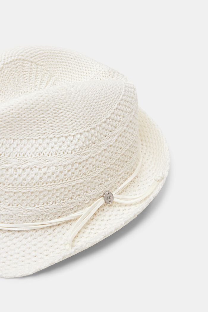 Cappello fedora a maglia, OFF WHITE, detail image number 1