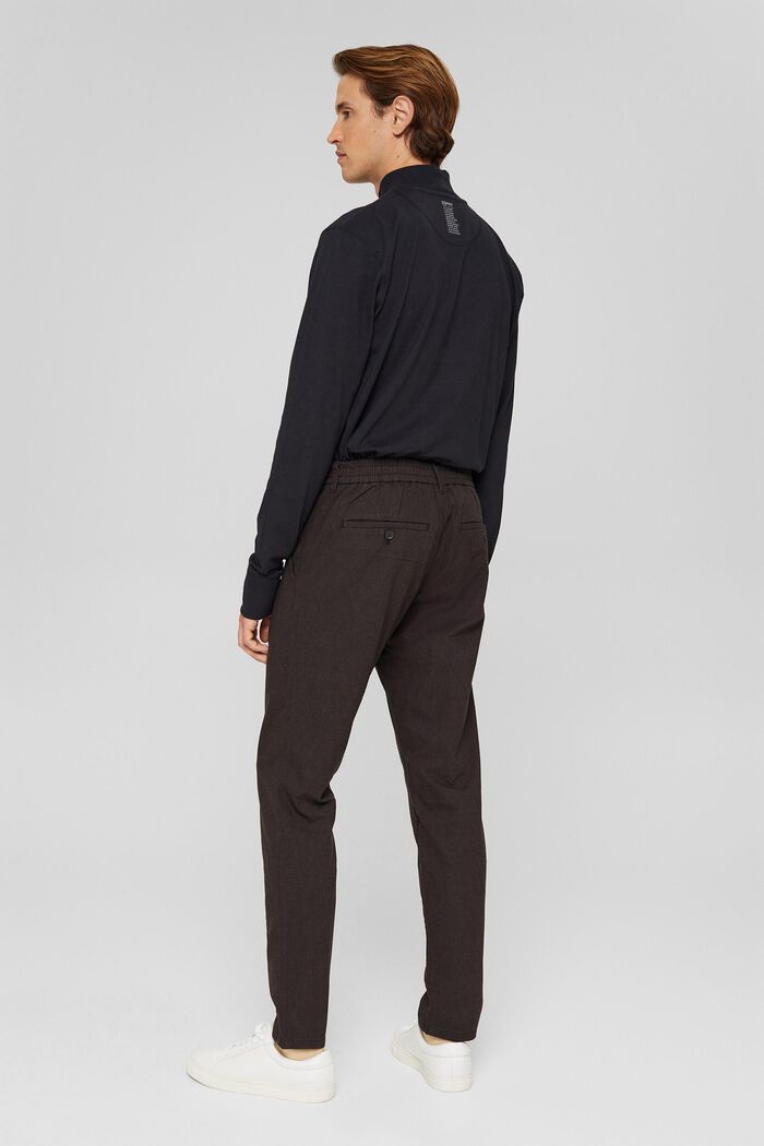 Pantaloni da completo bicolore in misto cotone, DARK BROWN, detail image number 4
