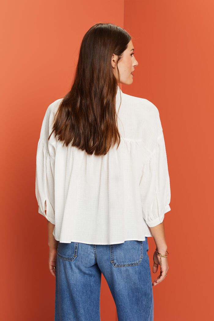 Blusa oversize, 100% cotone, WHITE, detail image number 3
