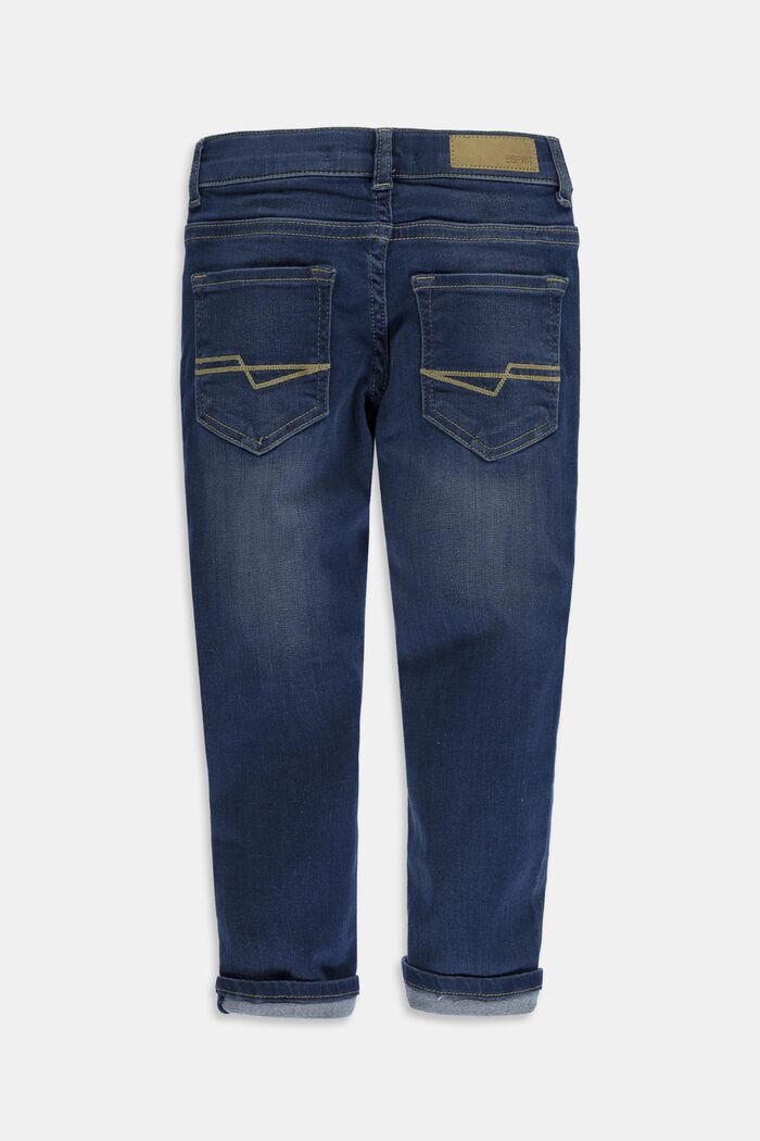 Jeans stretch slavati con vita regolabile, BLUE DARK WASHED, detail image number 1