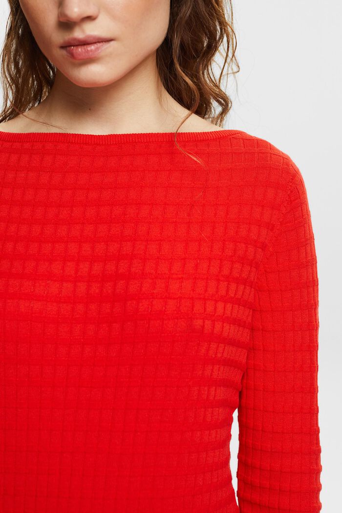 Pullover a maglia strutturata, RED, detail image number 3