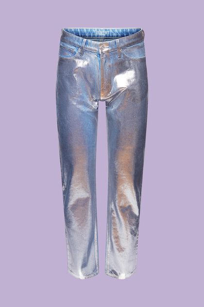 Jeans dritti con rivestimento metallizzato