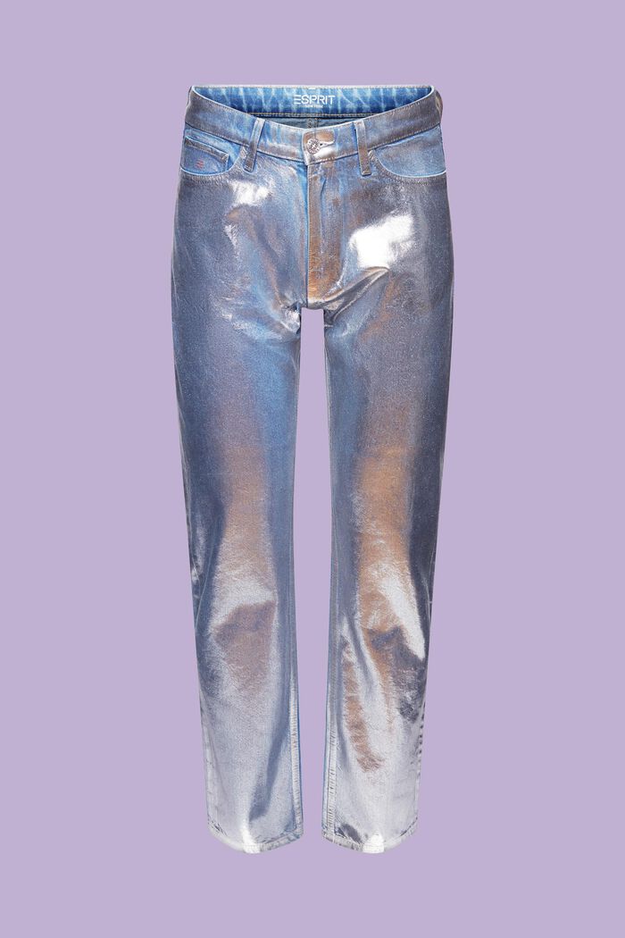 Jeans dritti con rivestimento metallizzato, GREY RINSE, detail image number 6