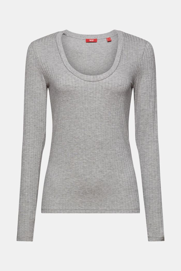 Top in jersey di maglia a coste, MEDIUM GREY, detail image number 6